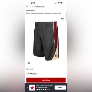 Men’s Colosseum charcoal Florida State Seminoles turnover shorts, sz XL